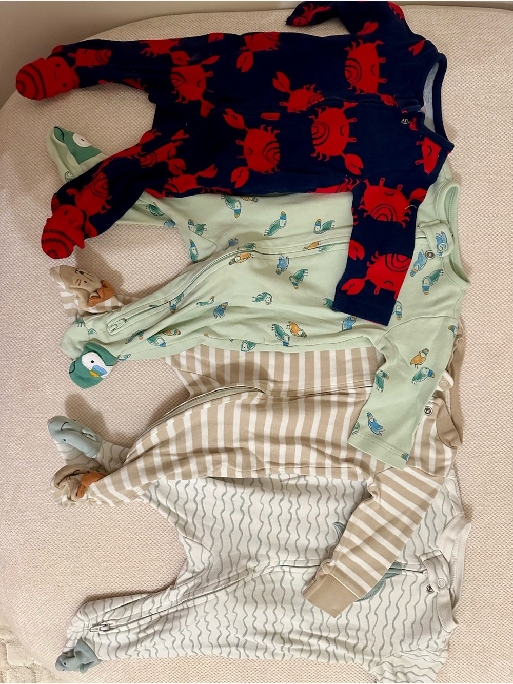 Carter's Footed Pajama Sleeper Onesies Animal Footies Crab Lion Toucan Shark